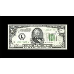 Fr. 2102-L* $50 1934 Federal Reserve Note. Gem Crisp Un Fr. 2102-L* $50 1934 Federal Reserve Note. G