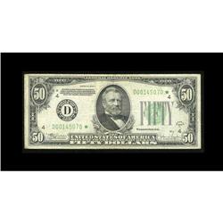 Fr. 2105-D* $50 1934C Federal Reserve Note. Fine-Very F Fr. 2105-D* $50 1934C Federal Reserve Note. 