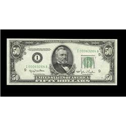 Fr. 2107-I $50 1950 Federal Reserve Note. Choice-Gem CU Fr. 2107-I $50 1950 Federal Reserve Note. Ch