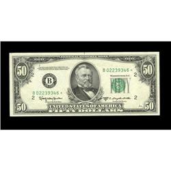 Fr. 2111-B* $50 1950D Federal Reserve Star Note. Choice Fr. 2111-B* $50 1950D Federal Reserve Star N