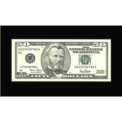 Fr. 2127-B $50 2001 Federal Reserve Note. Gem Crisp Unc Fr. 2127-B $50 2001 Federal Reserve Note. Ge
