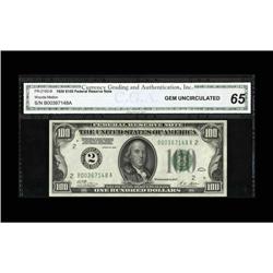 Fr. 2150-B $100 1928 Federal Reserve Note. CGA Gem 65 Fr. 2150-B $100 1928 Federal Reserve Note. CGA
