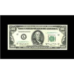 Fr. 2162-L* $100 1950E Federal Reserve Note. Choice Abo Fr. 2162-L* $100 1950E Federal Reserve Note.
