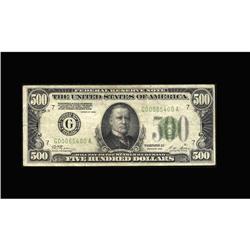 Fr. 2200-G $500 1928 Federal Reserve Note. Fine-Very Fi Fr. 2200-G $500 1928 Federal Reserve Note. F