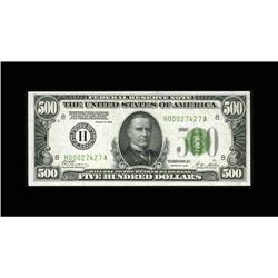 Fr. 2200-H $500 1928 Federal Reserve Note. Gem Crisp Un Fr. 2200-H $500 1928 Federal Reserve Note. G