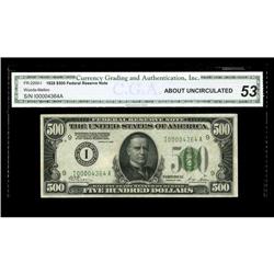 Fr. 2200-I $500 1928 Federal Reserve Note. CGA About Un Fr. 2200-I $500 1928 Federal Reserve Note. C