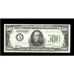 Fr. 2201-A $500 1934 Federal Reserve Note. Gem Crisp Un Fr. 2201-A $500 1934 Federal Reserve Note. G