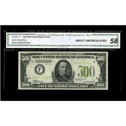 Fr. 2201-F $500 1934 Light Green Seal Federal Reserve N Fr. 2201-F $500 1934 Light Green Seal Federa