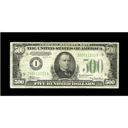 Fr. 2201-I $500 1934 Federal Reserve Note. Very Fine.Th Fr. 2201-I $500 1934 Federal Reserve Note. V