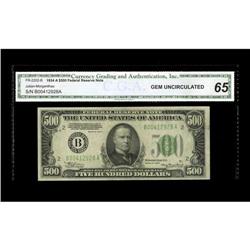 Fr. 2202-B $500 1934A Federal Reserve Note. CGA Gem Unc Fr. 2202-B $500 1934A Federal Reserve Note. 