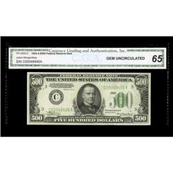 Fr. 2202-C $500 1934A Federal Reserve Note. CGA Gem Unc Fr. 2202-C $500 1934A Federal Reserve Note. 