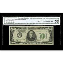 Fr. 2202-E $500 1934A Federal Reserve Note. CGA About U Fr. 2202-E $500 1934A Federal Reserve Note. 