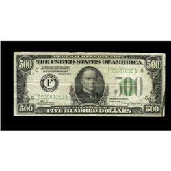 Fr. 2202-F $500 1934A Federal Reserve Note. Very Fine.A Fr. 2202-F $500 1934A Federal Reserve Note. 