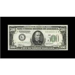 Fr. 2202-G $500 1934A Federal Reserve Note. Choice Cris Fr. 2202-G $500 1934A Federal Reserve Note. 