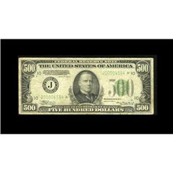 Fr. 2202-J* $500 1934A Federal Reserve Note. About Fine Fr. 2202-J* $500 1934A Federal Reserve Note.