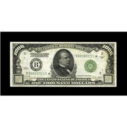 Fr. 2210-B* $1000 1928 Federal Reserve Star Note. Very Fr. 2210-B* $1000 1928 Federal Reserve Star N