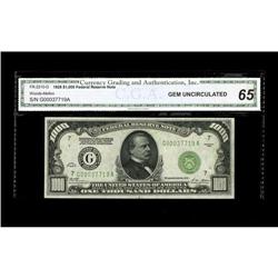 Fr. 2210-G $1000 1928 Federal Reserve Note. CGA Gem Unc Fr. 2210-G $1000 1928 Federal Reserve Note. 