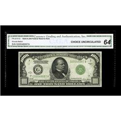 Fr. 2210-G $1000 1928 Federal Reserve Note. Choice Cris Fr. 2210-G $1000 1928 Federal Reserve Note. 