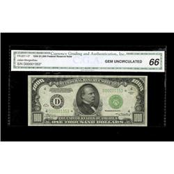 Fr. 2211-D* $1000 1934 Federal Reserve Note. CGA Gem Un Fr. 2211-D* $1000 1934 Federal Reserve Note.
