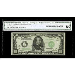Fr. 2211-F $1000 1934 Federal Reserve Note. CGA Gem Unc Fr. 2211-F $1000 1934 Federal Reserve Note. 