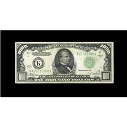 Fr. 2211-K $1000 1934 Federal Reserve Note. Extremely F Fr. 2211-K $1000 1934 Federal Reserve Note. 