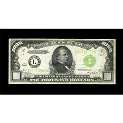 Fr. 2211-L $1000 1934 LGS FRN Extremely Fine Fr. 2211-L $1000 1934 Light Green Seal Federal Reserve 
