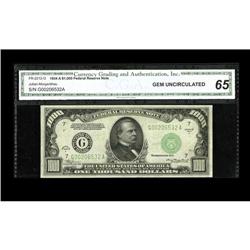 Fr. 2212-G $1000 1934A Federal Reserve Note. CGA Gem Un Fr. 2212-G $1000 1934A Federal Reserve Note.