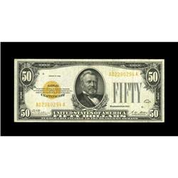 Fr. 2404 $50 1928 Gold Certificate. Very Fine.This exam Fr. 2404 $50 1928 Gold Certificate. Very Fin