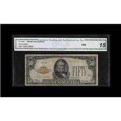 Fr. 2404* $50 1928 Gold Certificate. CGA Fine 15.This i Fr. 2404* $50 1928 Gold Certificate. CGA Fin
