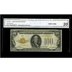 Fr. 2405* $100 1928 Gold Certificate. CGA Very Fine 20. Fr. 2405* $100 1928 Gold Certificate. CGA Ve