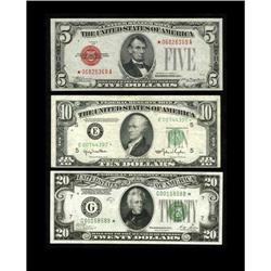 A Trio of Small Size Star NotesFr. 1528* $5 1928C Legal A Trio of Small Size Star Notes