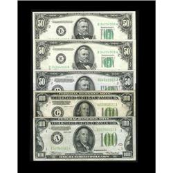 High Denomination Mix.Fr. 2102-B $50 1934 Federal Reser High Denomination Mix.