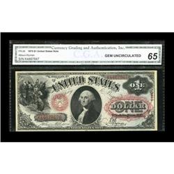 Fr. 26 $1 1875 Legal Tender CGA Gem Uncirculated 65. An Fr. 26 $1 1875 Legal Tender CGA Gem Uncircul