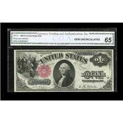 Fr. 34 $1 1880 Legal Tender CGA Gem Uncirculated 65. Ni Fr. 34 $1 1880 Legal Tender CGA Gem Uncircul