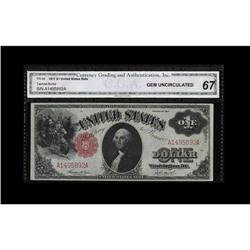 Fr. 36 $1 1917 Legal Tender CGA Gem Uncirculated 67. An Fr. 36 $1 1917 Legal Tender CGA Gem Uncircul