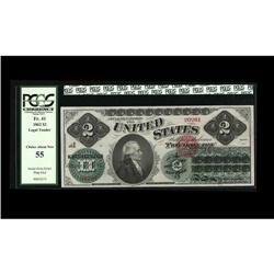 Fr. 41 $2 1862 Legal Tender PCGS Choice About New 55. S Fr. 41 $2 1862 Legal Tender PCGS Choice Abou