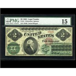Fr. 41 $2 1862 Legal Tender PMG Choice Fine 15. Fr. 41 $2 1862 Legal Tender PMG Choice Fine 15.