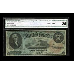 Fr. 42 $2 1869 Legal Tender CGA Very Fine 25. The color Fr. 42 $2 1869 Legal Tender CGA Very Fine 25
