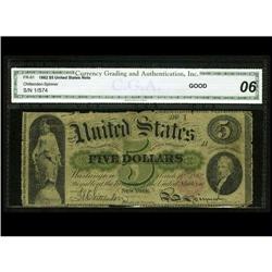 Fr. 61a $5 1862 Legal Tender Serial # 1 CGA Good 6 Fr. 61a $5 1862 Legal Tender Serial # 1 CGA Good 