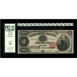 Fr. 358 $2 1891 Treasury Note PCGS Very Fine 20. This M Fr. 358 $2 1891 Treasury Note PCGS Very Fine