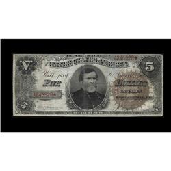 Fr. 359 $5 1890 Treasury Note Fine. The margins are a b Fr. 359 $5 1890 Treasury Note Fine.