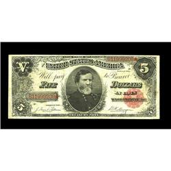 Fr. 363 $5 1891 Treasury Note Very Fine. Albeit for a s Fr. 363 $5 1891 Treasury Note Very Fine.