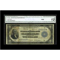 Fr. 749 $2 1918 Federal Reserve Bank Note CGA Fine 12. Fr. 749 $2 1918 Federal Reserve Bank Note CGA