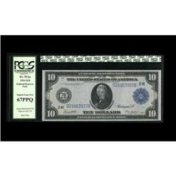 Fr. 911a $10 1914 FRN PCGS Superb Gem New 67PPQ Fr. 911a $10 1914 Federal Reserve Note PCGS Superb G