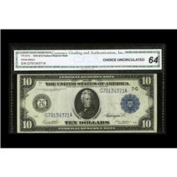 Fr. 931b $10 1914 Federal Reserve Note CGA Choice Uncir Fr. 931b $10 1914 Federal Reserve Note CGA C