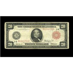 Fr. 953a $20 1914 Red Seal Federal Reserve Note Fine. T Fr. 953a $20 1914 Red Seal Federal Reserve N