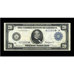 Fr. 966 $20 1914 Federal Reserve Star Note Fine +. Eigh Fr. 966 $20 1914 Federal Reserve Star Note F