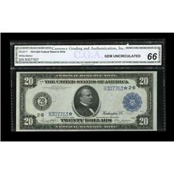 Fr. 971a $20 1914 Federal Reserve Note Star CGA Gem Unc Fr. 971a $20 1914 Federal Reserve Note Star 