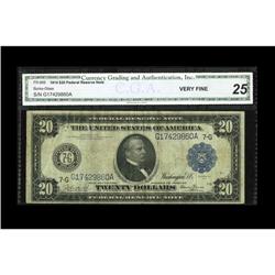 Fr. 989 $20 1914 Federal Reserve Note CGA Very Fine 25. Fr. 989 $20 1914 Federal Reserve Note CGA Ve