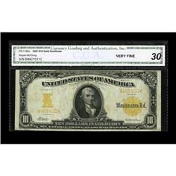 Fr. 1169a $10 1907 Gold Certificate CGA Very Fine 30. V Fr. 1169a $10 1907 Gold Certificate CGA Very